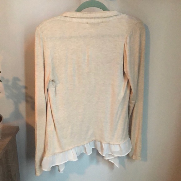 Small Cream Colored Cardigan with White Ruffle - Picture 2 of 3